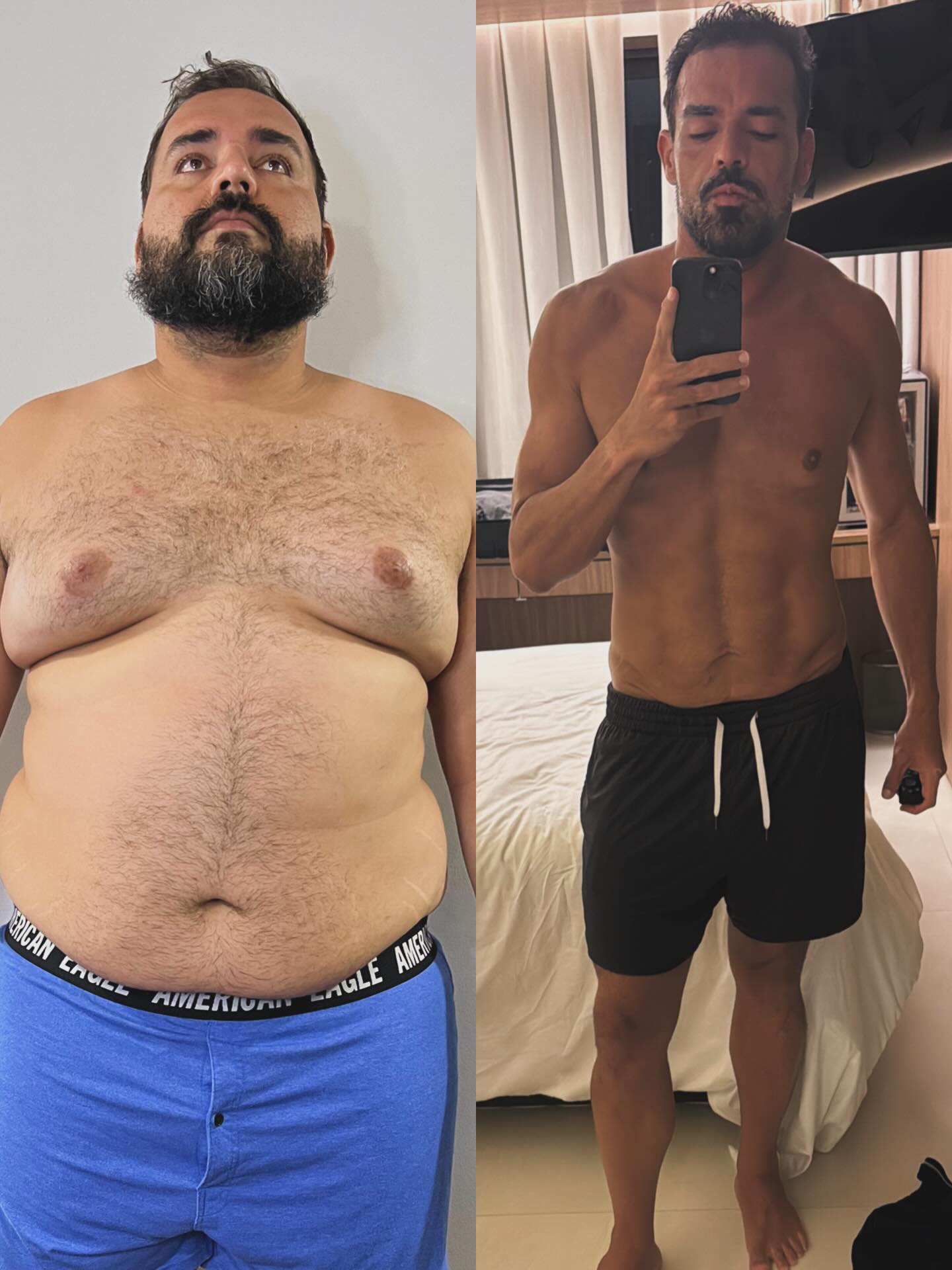 Antes e depois — homem, transformação corporal