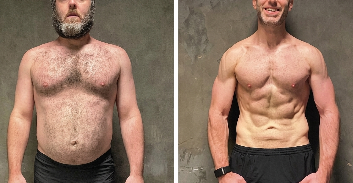 Antes e depois — homem, definição muscular
